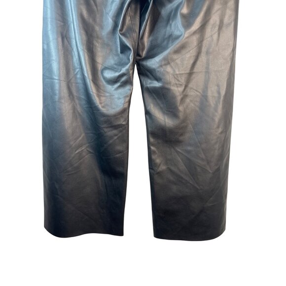 ZARA Faux Leather Size 6 Cropped Wide Leg Pants Black - Picture 10 of 13